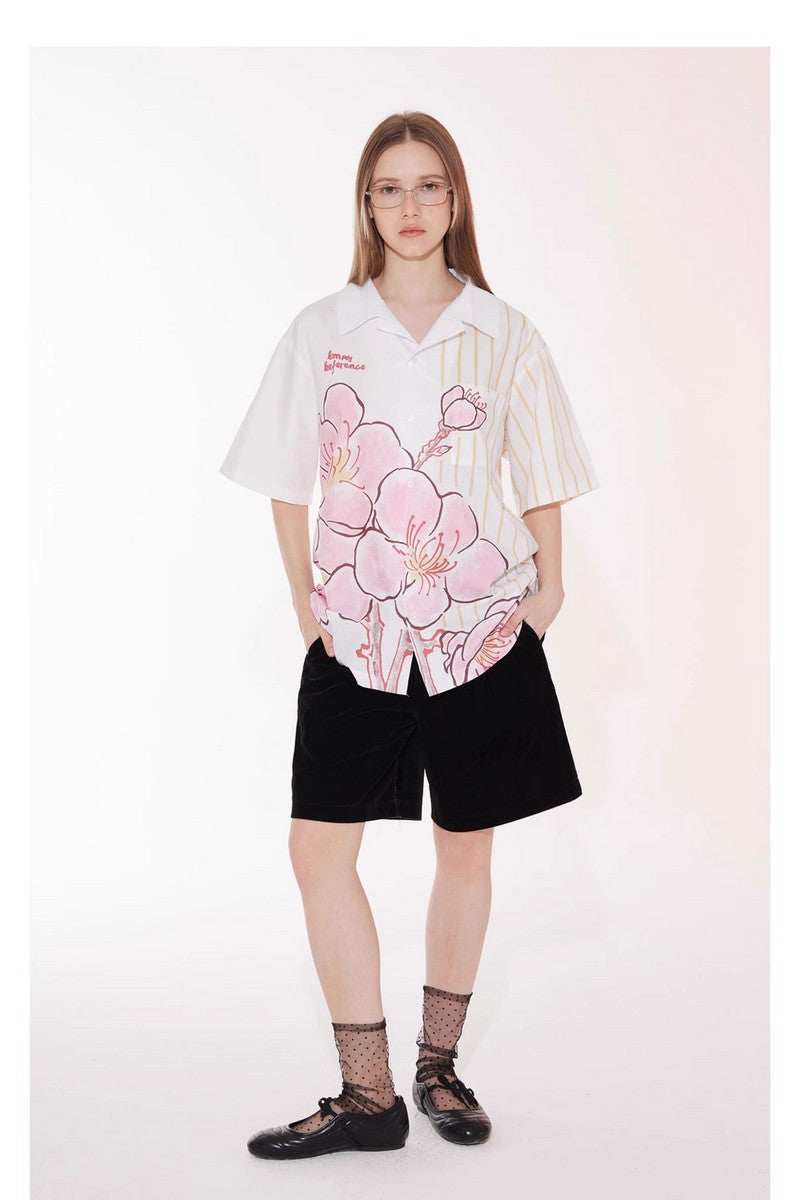 Striped Floral Casual Shirt - Empty Reference