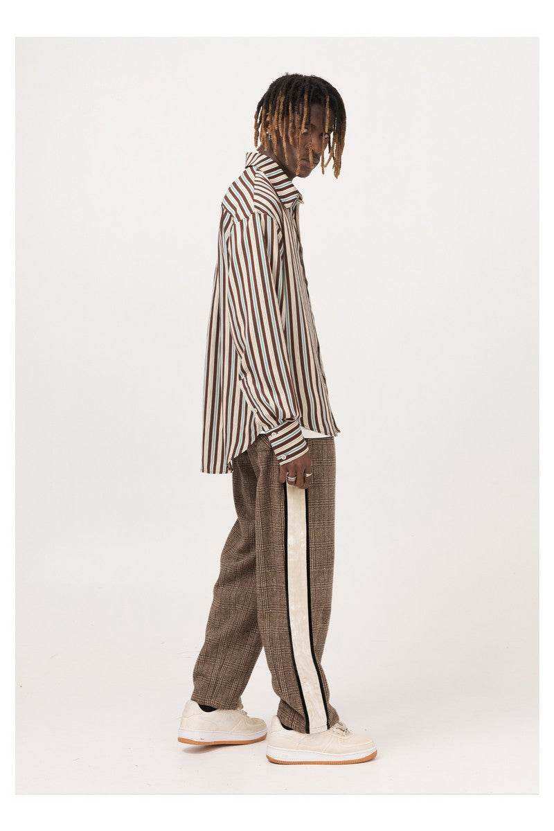Brown Plaid Velvet Trousers - Empty Reference