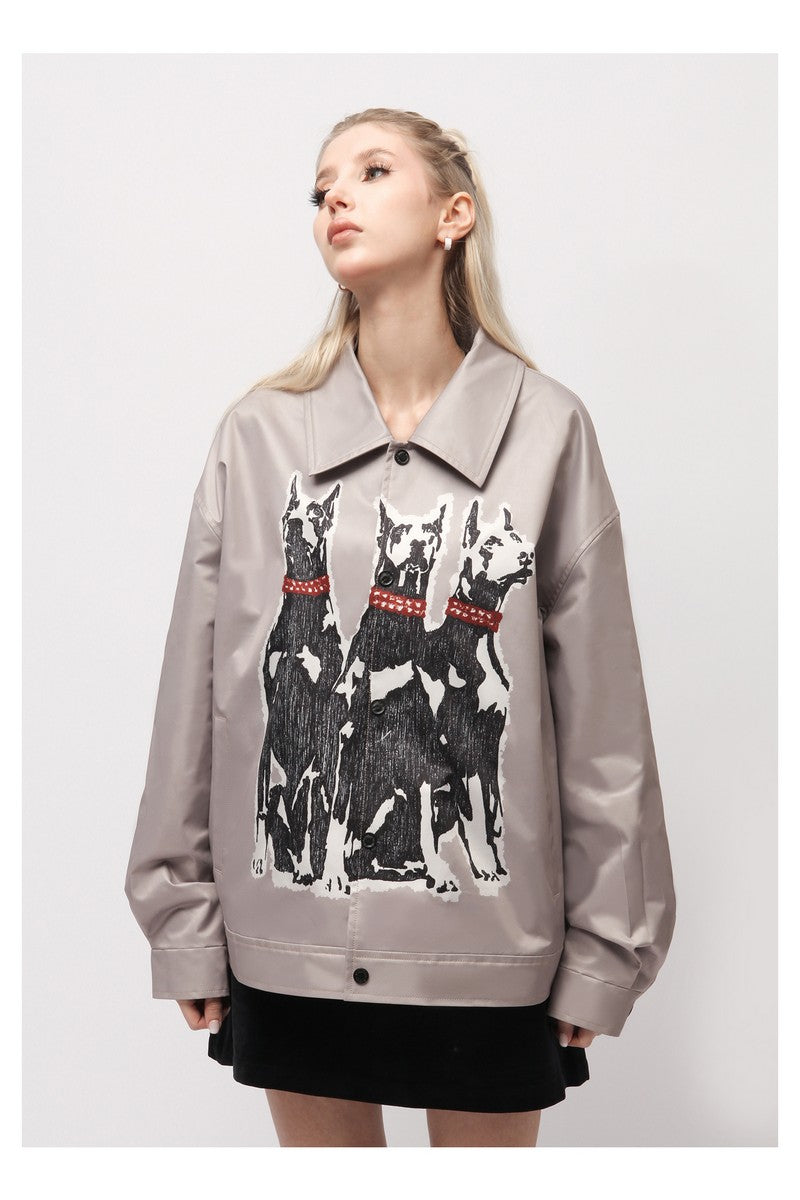 Doberman Line Art Glossy Jacket