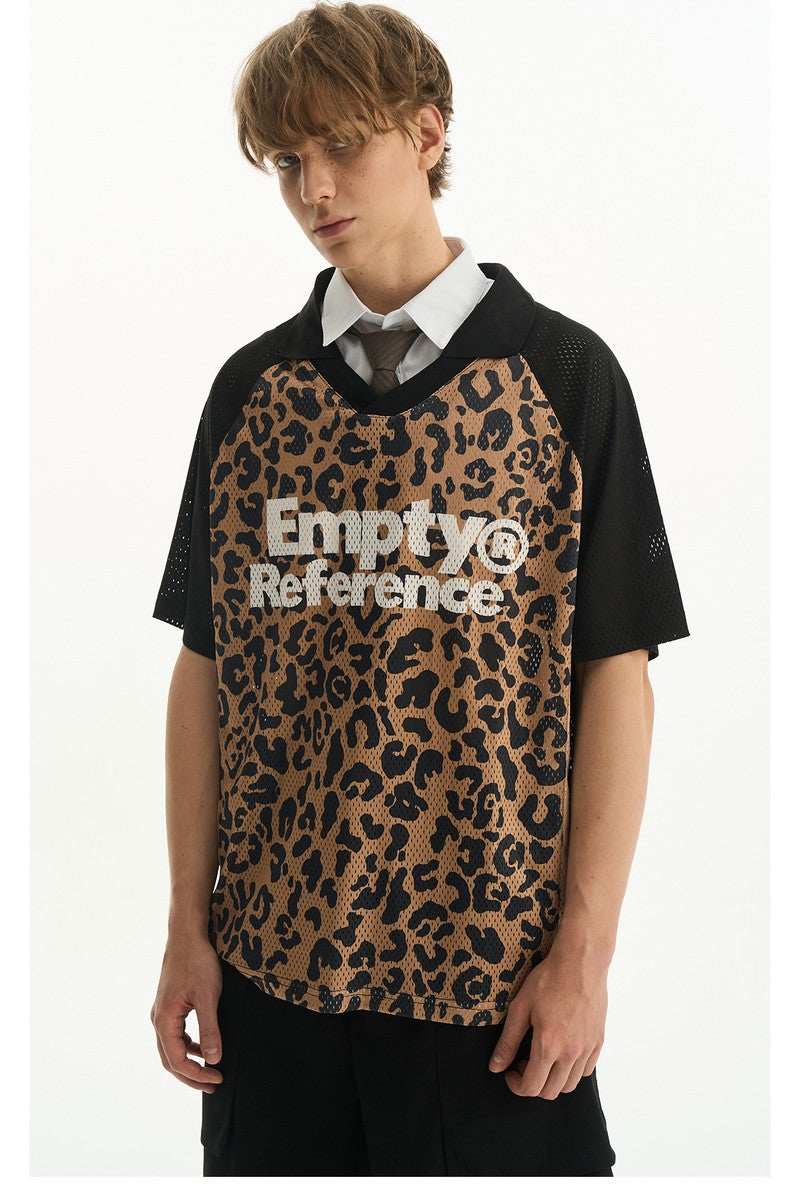 Leopard Mesh Polo Shirt - Empty Reference