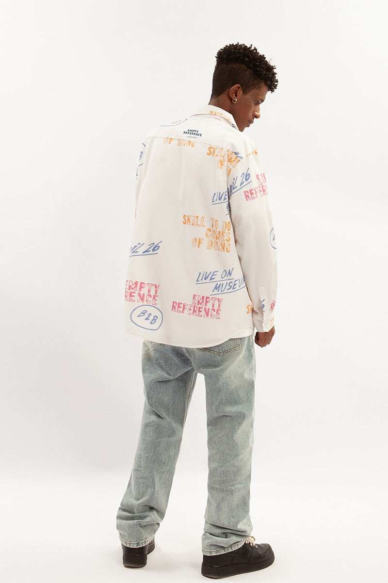 Slogan Print Long Sleeve Shirt - Empty Reference
