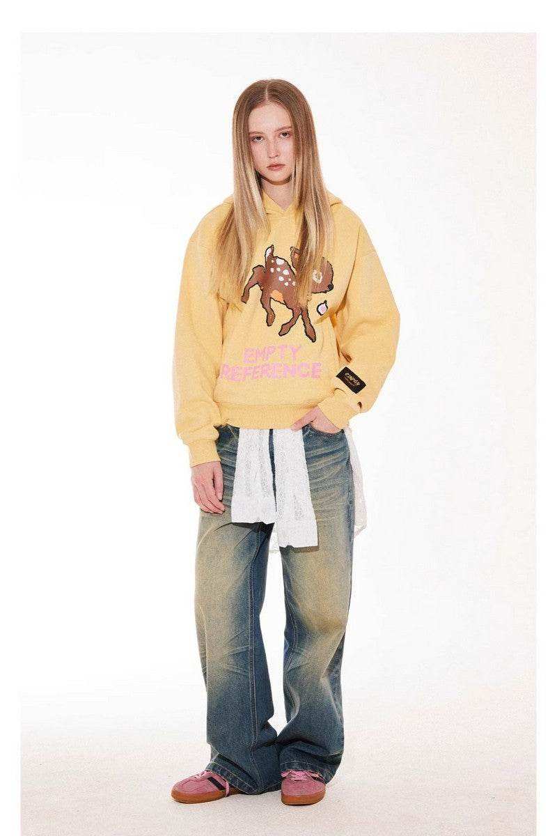 Deer Letter Graphic Hoodie - Empty Reference