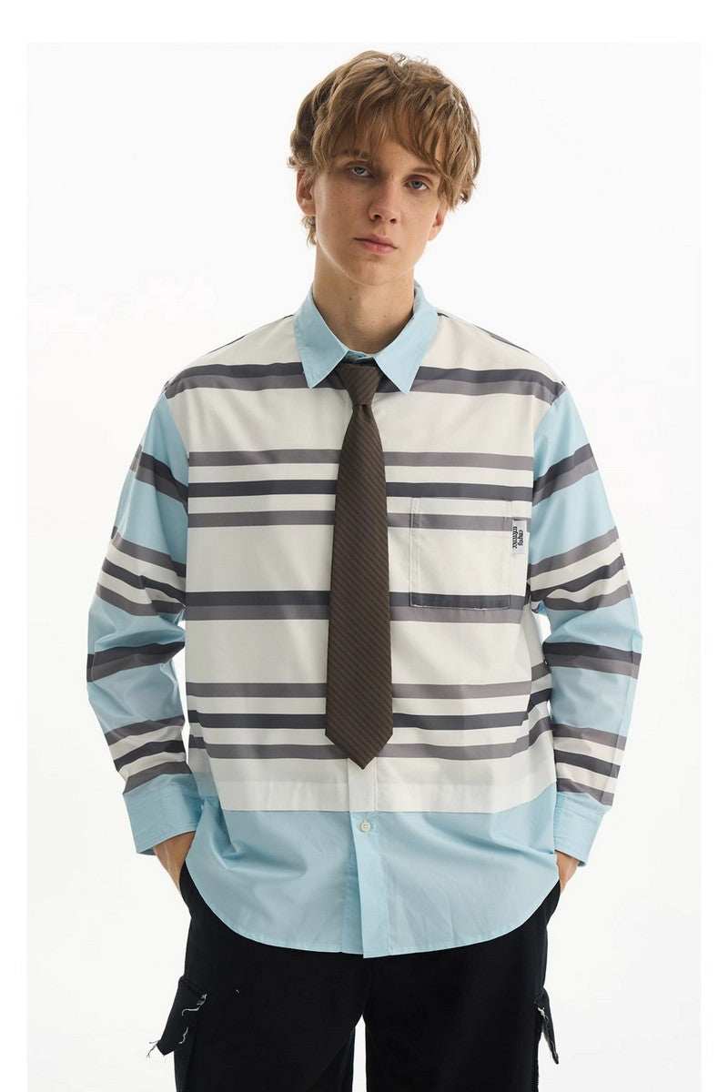 Layered Stripe Contrast Shirt - Empty Reference