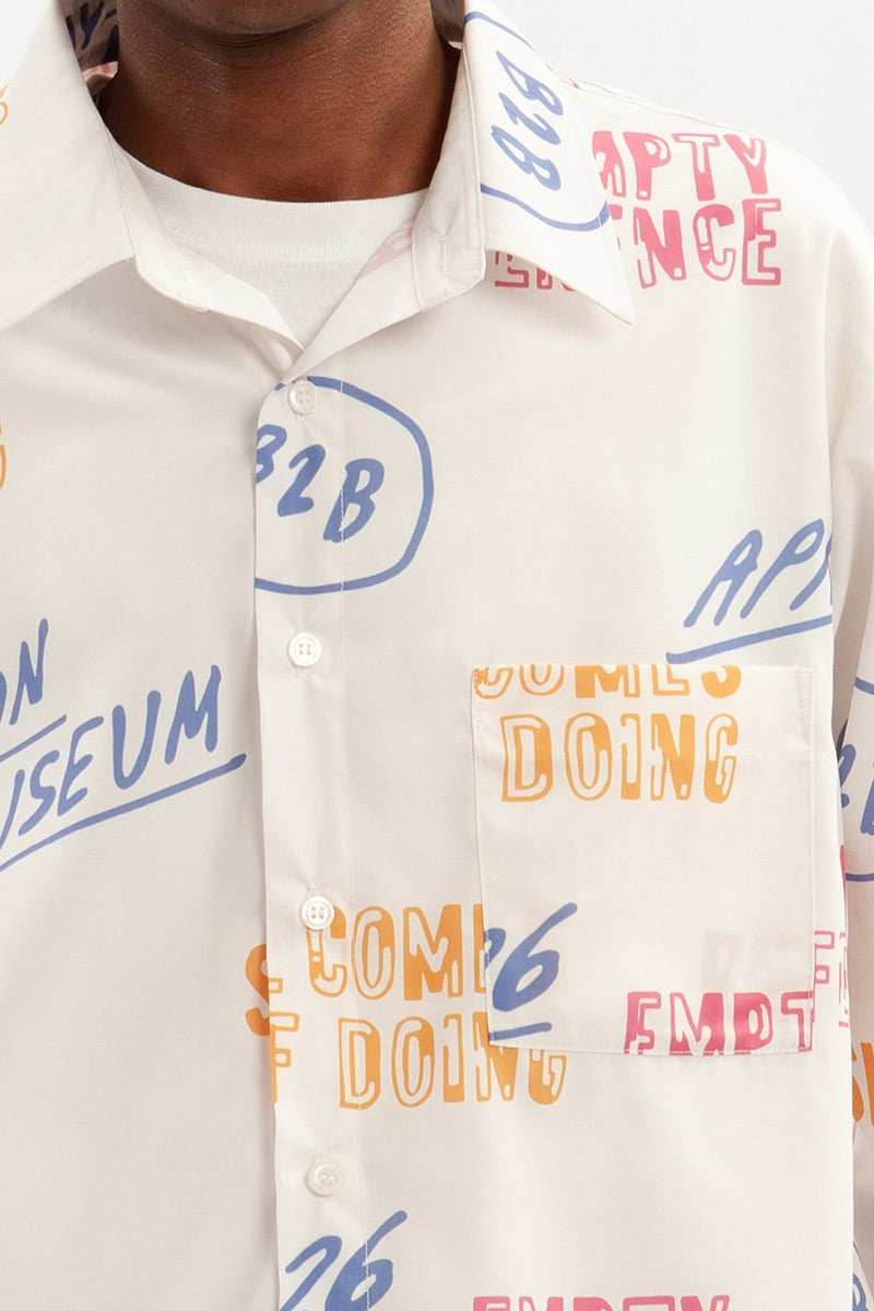 Slogan Print Long Sleeve Shirt - Empty Reference
