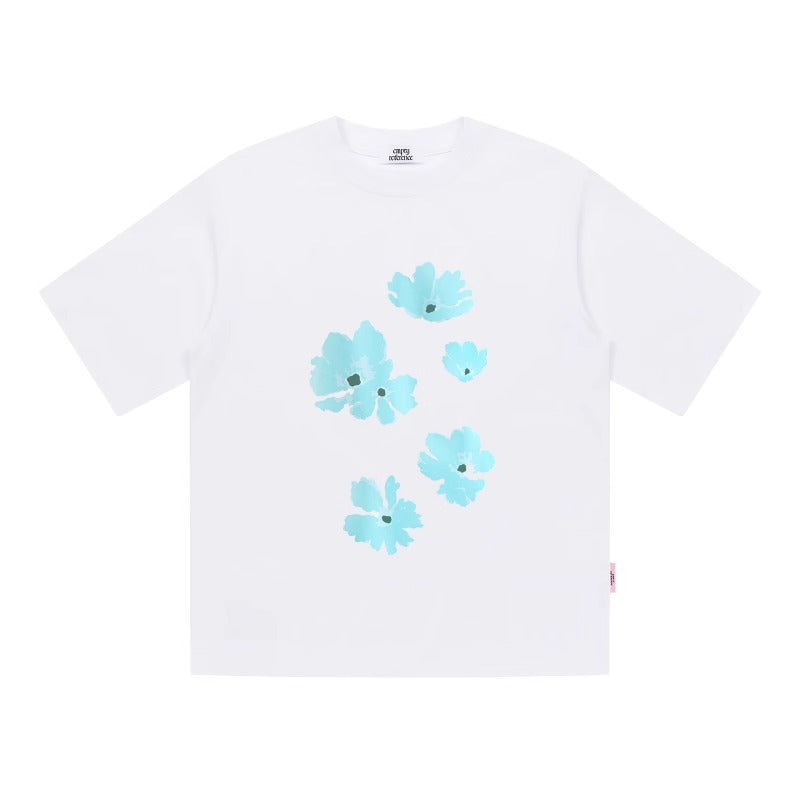 Blue Floral Graphic Tee