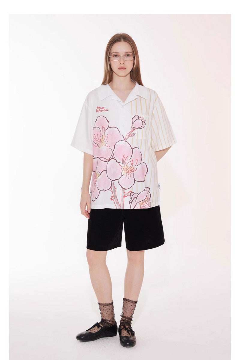 Striped Floral Casual Shirt - Empty Reference