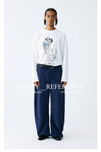 Navy Corduroy Wide Blade Trousers