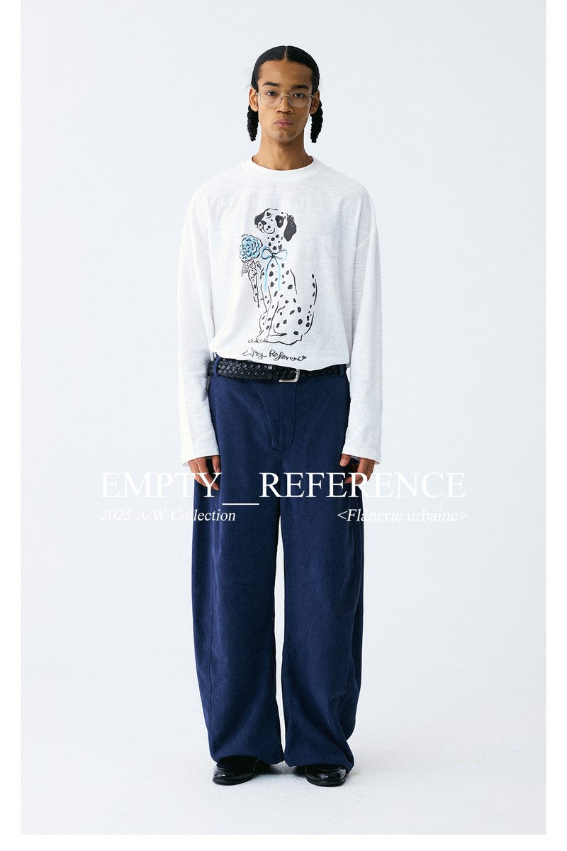 Navy Corduroy Wide Blade Trousers