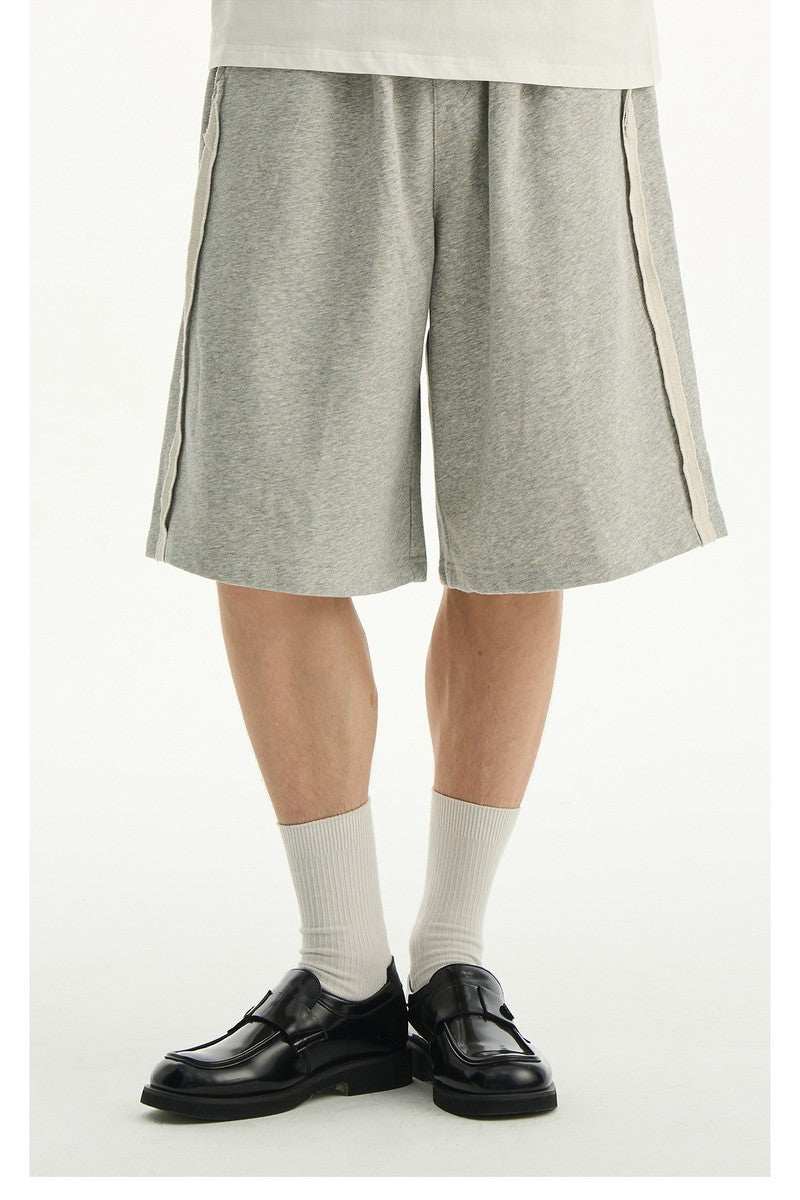 Grey Knit Drawstring Shorts - Empty Reference
