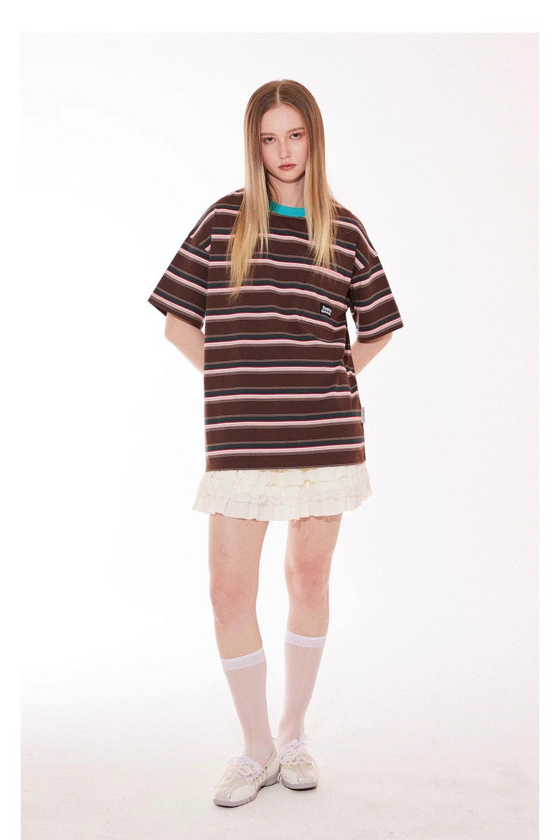 Ribbed Stripe Contrast Tee
