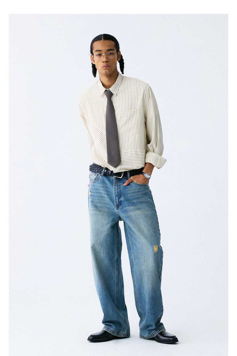 Heavyweight Washed Distressed Jeans - Empty Reference