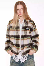 Fleece Plaid Collar Jacket - Empty Reference