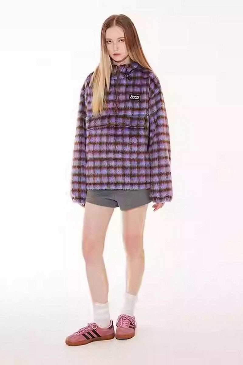 Plaid Fleece Pocket Hoodie - Empty Reference