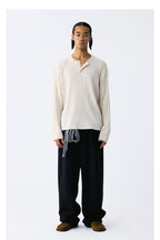 Linen Lyocell Stripe Henley Sweater