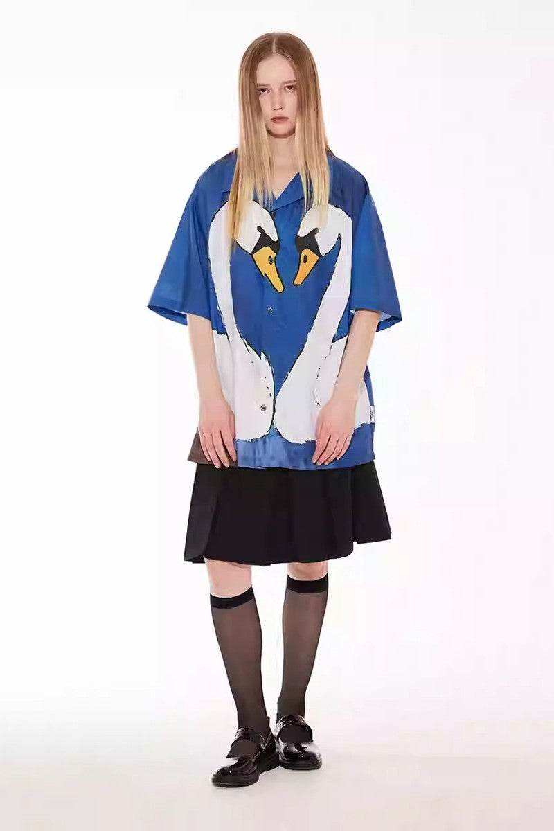 Cartoon Swan Graphic Shirt - Empty Reference