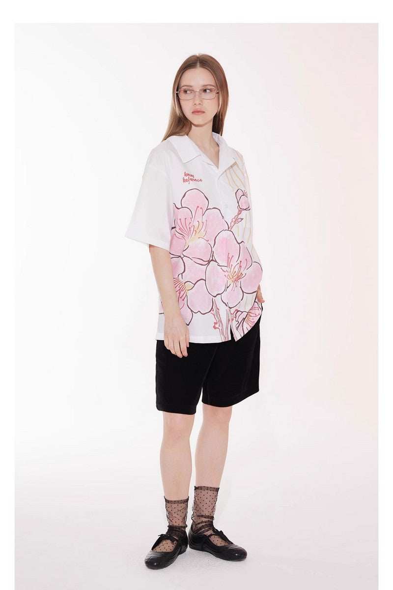 Striped Floral Casual Shirt - Empty Reference