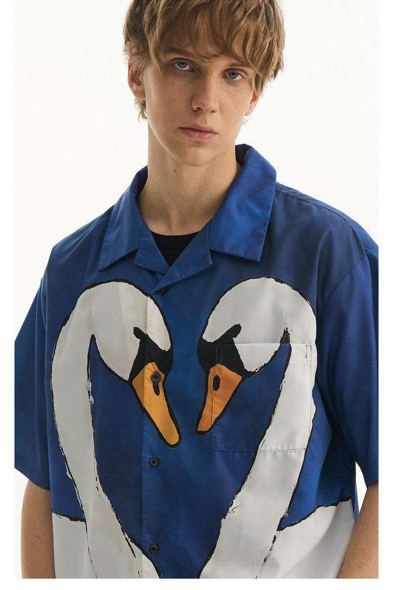 Cartoon Swan Graphic Shirt - Empty Reference
