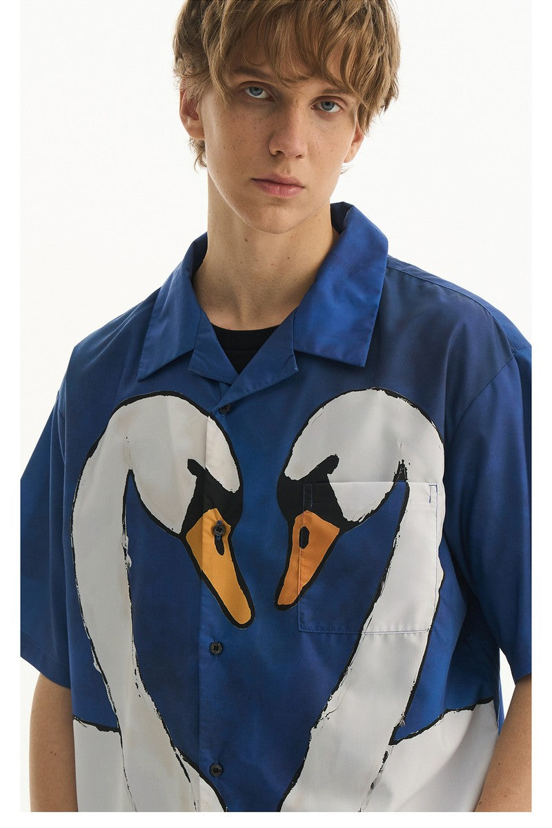Cartoon Swan Graphic Shirt