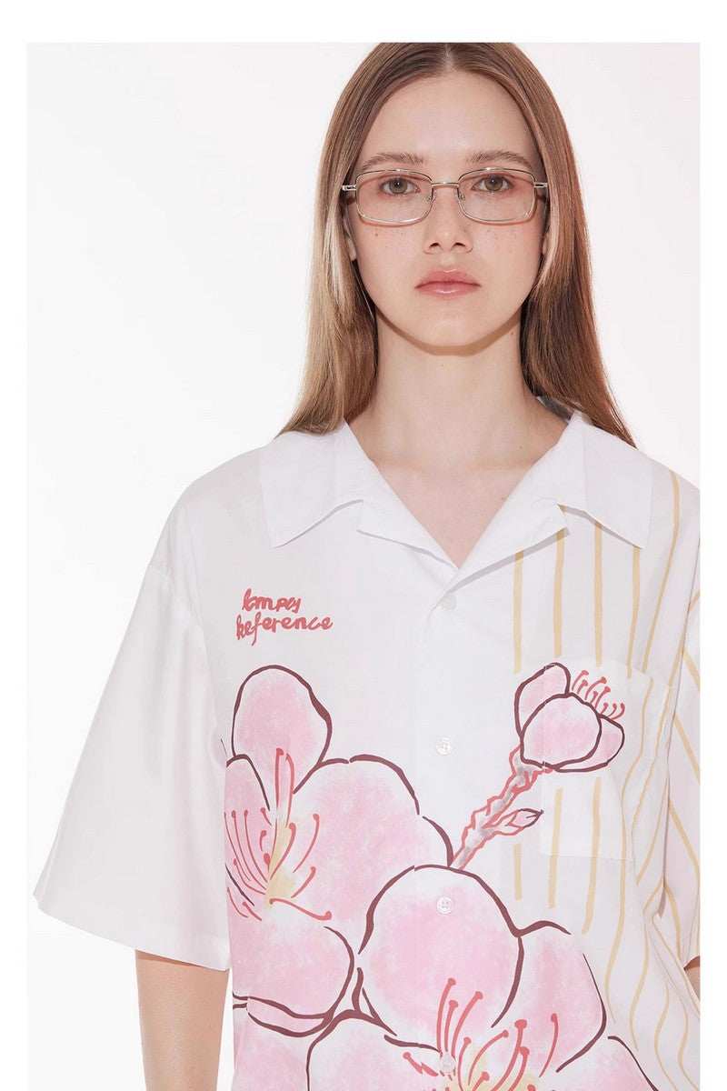 Striped Floral Casual Shirt - Empty Reference