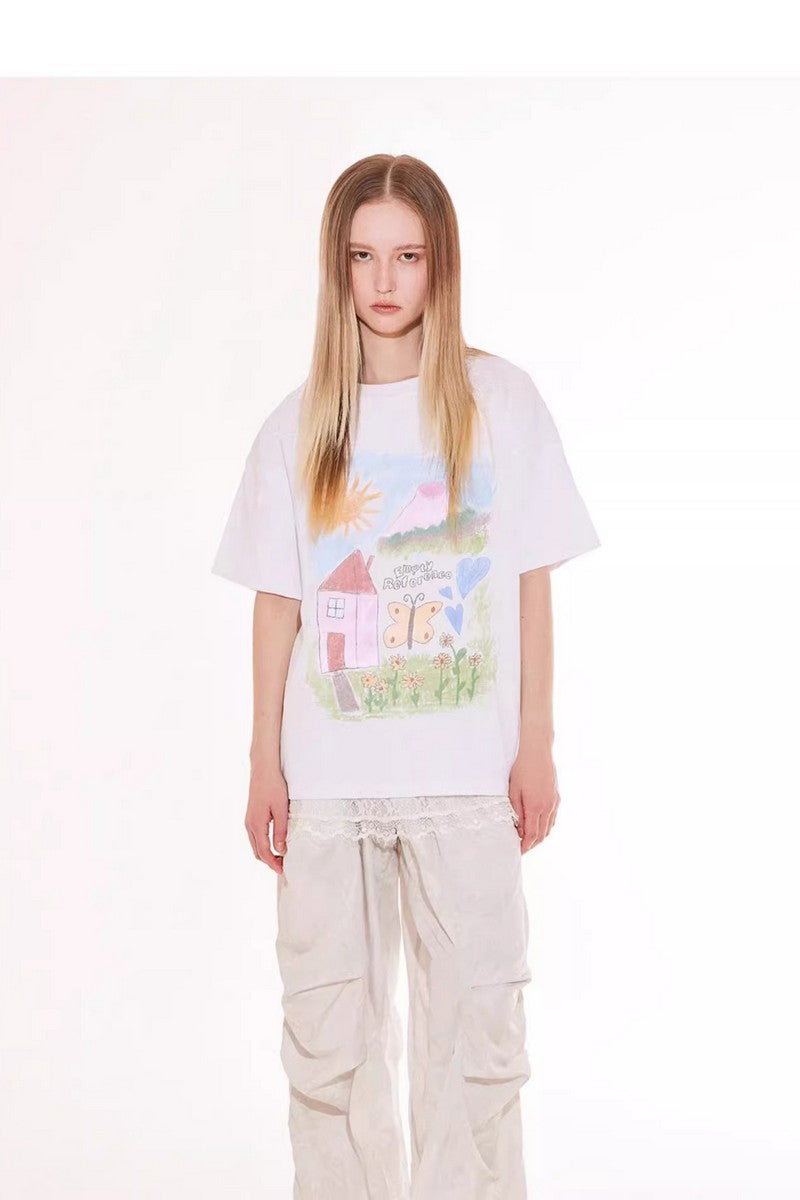 Whimsical Sketch Cotton Tee