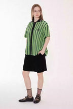 Striped Mesh Knit Vacation Shirt