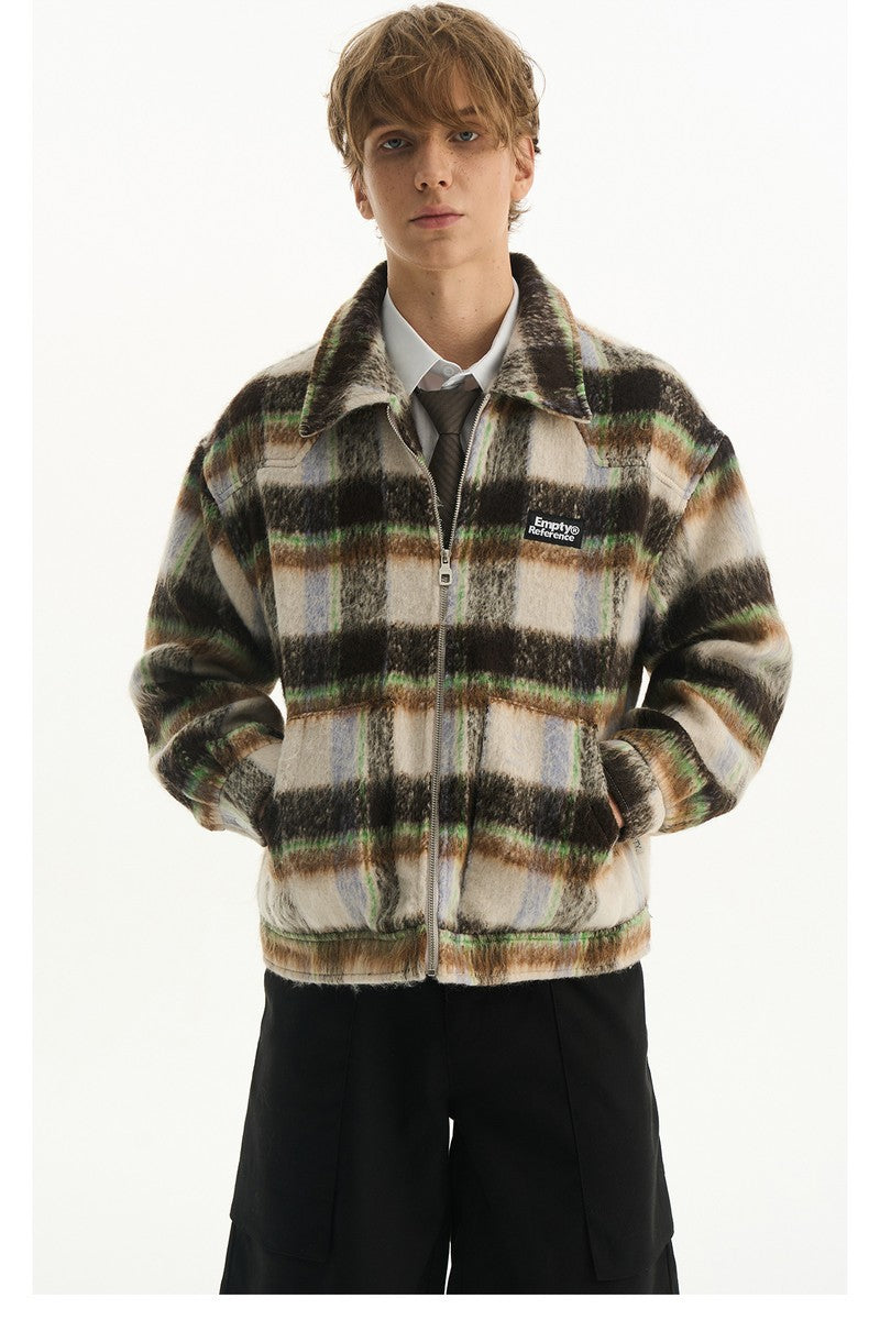 Fleece Plaid Collar Jacket