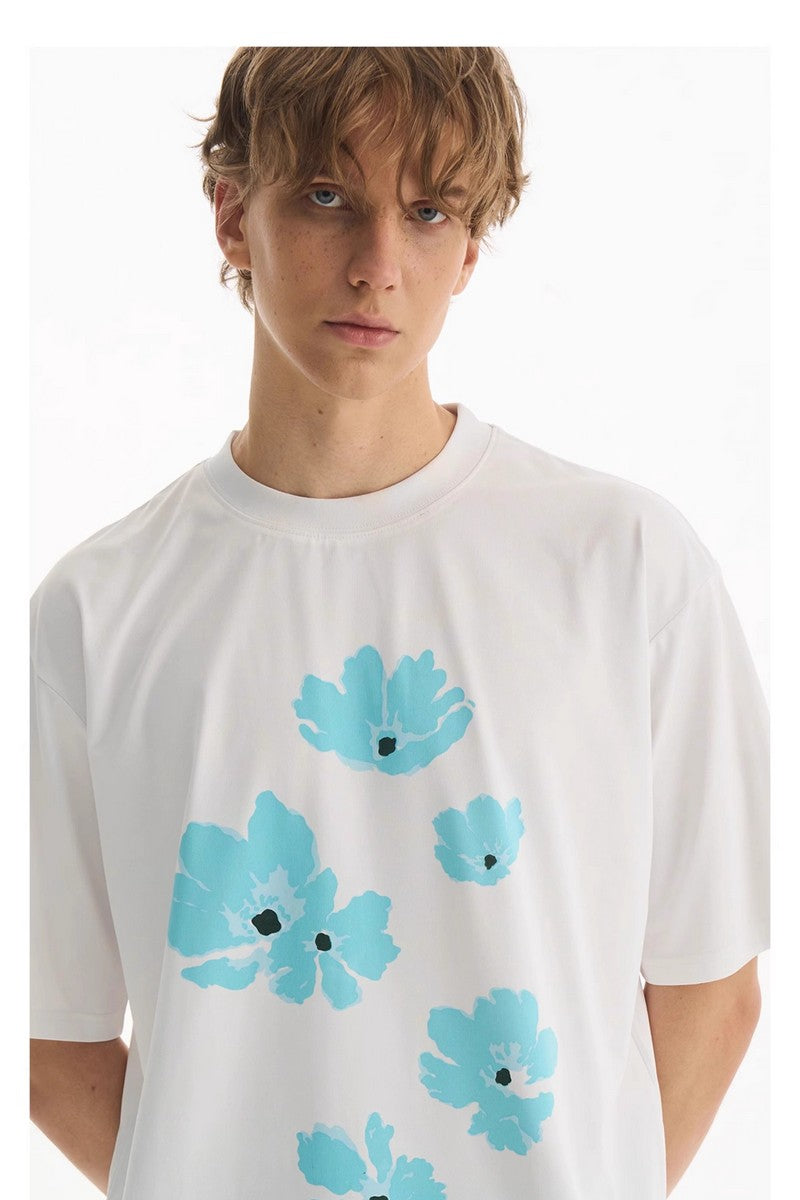 Blue Floral Graphic Tee