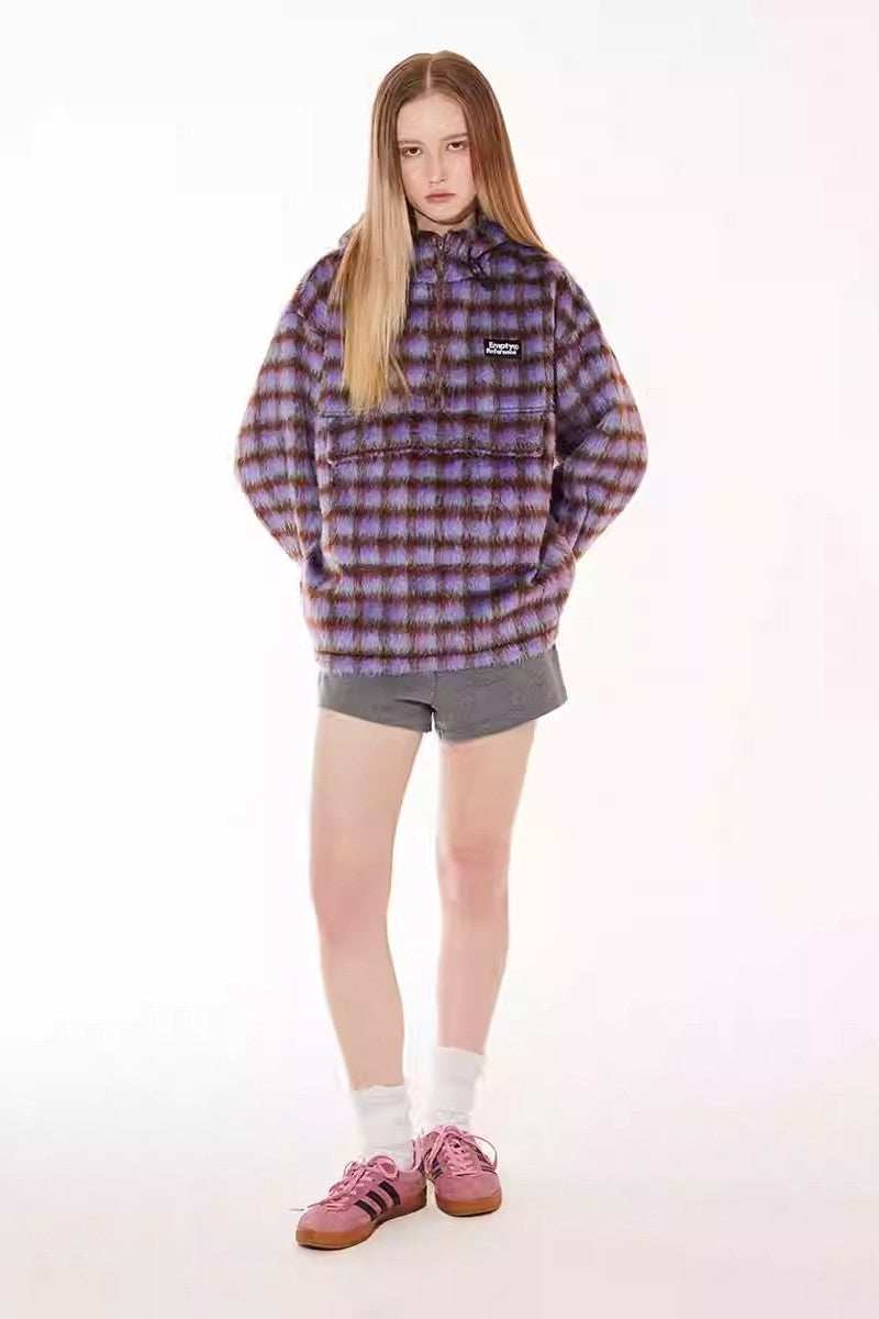Plaid Fleece Pocket Hoodie - Empty Reference