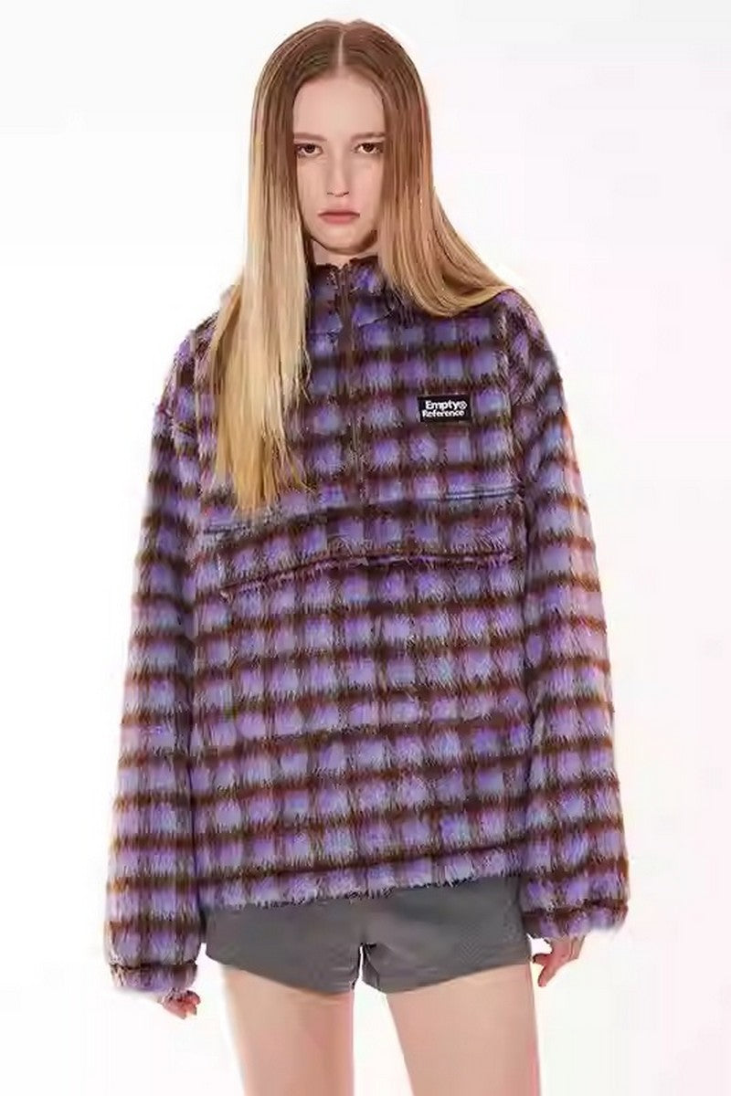 Plaid Fleece Pocket Hoodie
