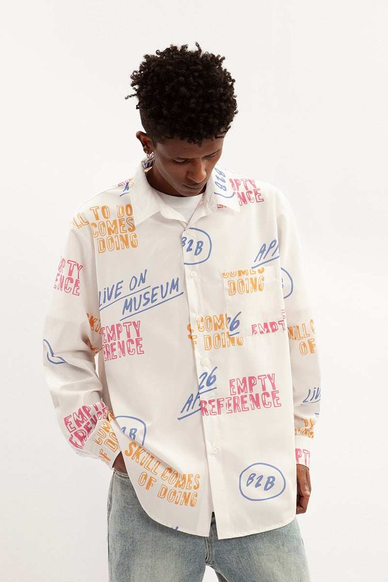 Slogan Print Long Sleeve Shirt - Empty Reference