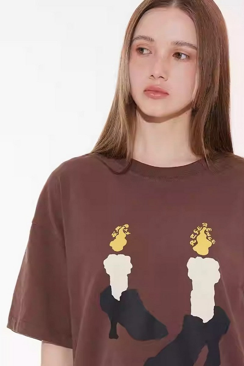 Brown Soft Graphic Lounge Tee