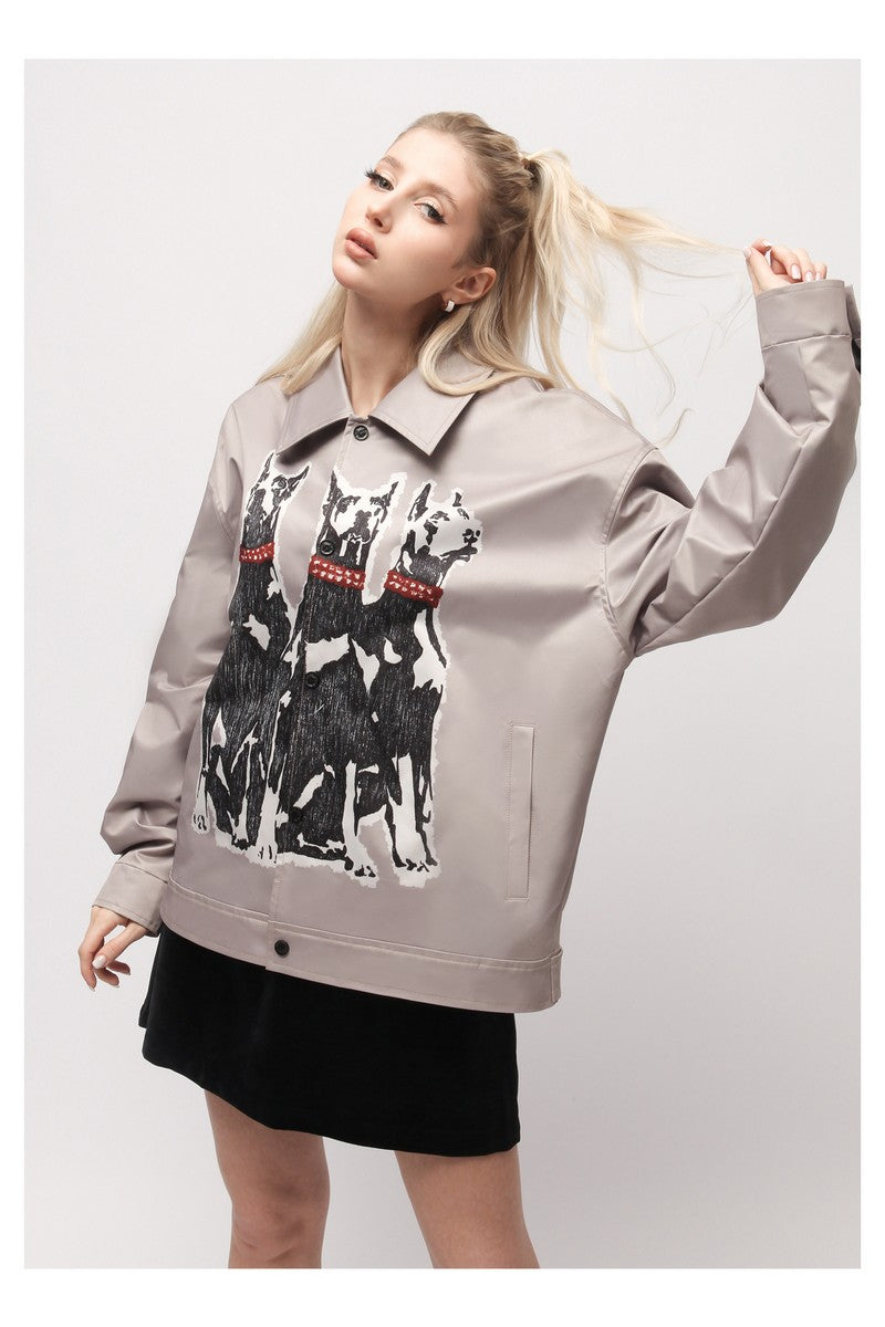 Doberman Line Art Glossy Jacket