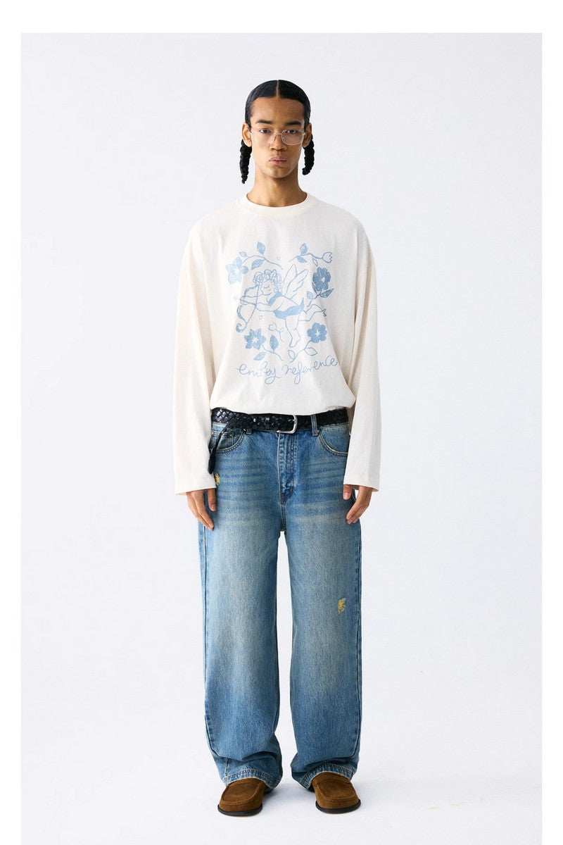 Heavyweight Washed Distressed Jeans - Empty Reference