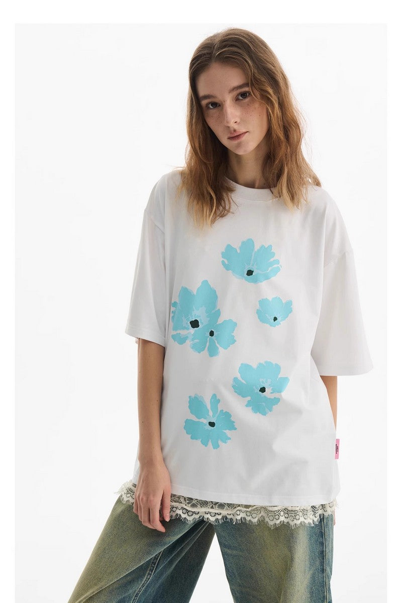 Blue Floral Graphic Tee