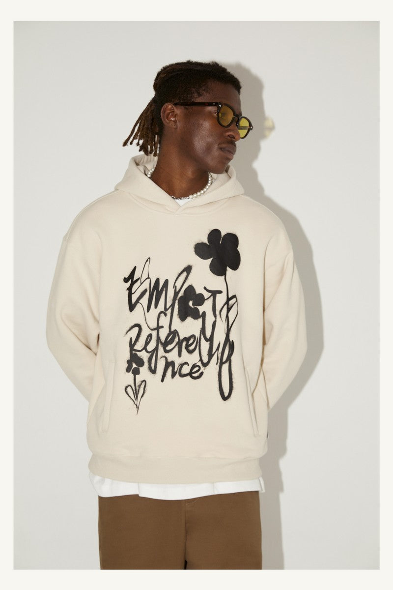 Ink Splash Floral Text Hoodie