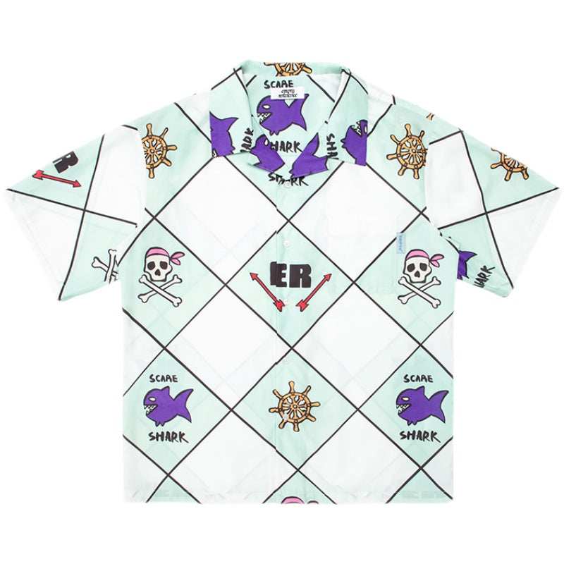 Shark Plaid Graphic Shirt - Empty Reference