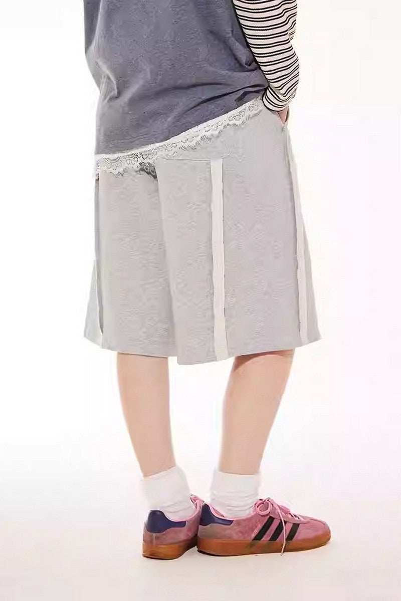Grey Knit Drawstring Shorts - Empty Reference