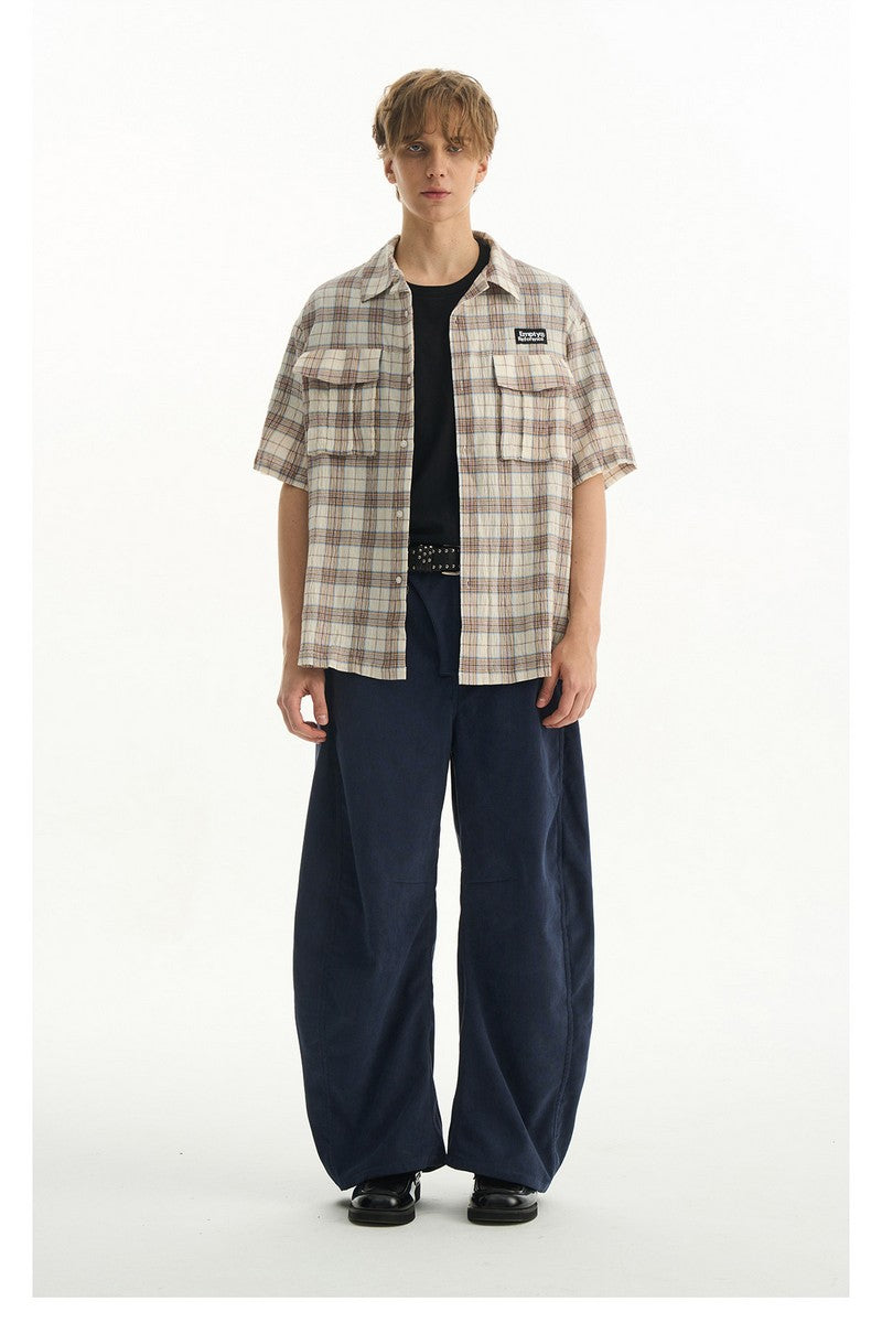 Textured Plaid Pocket Shirt