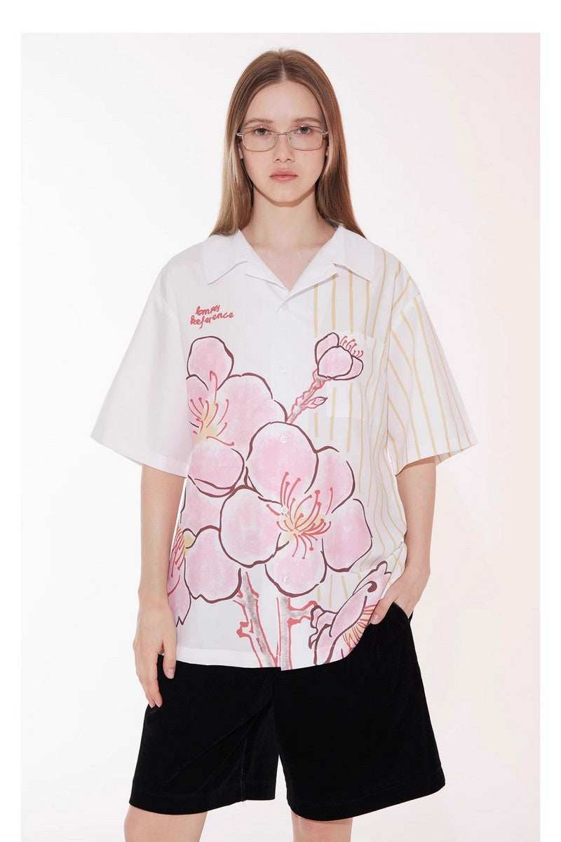 Striped Floral Casual Shirt - Empty Reference