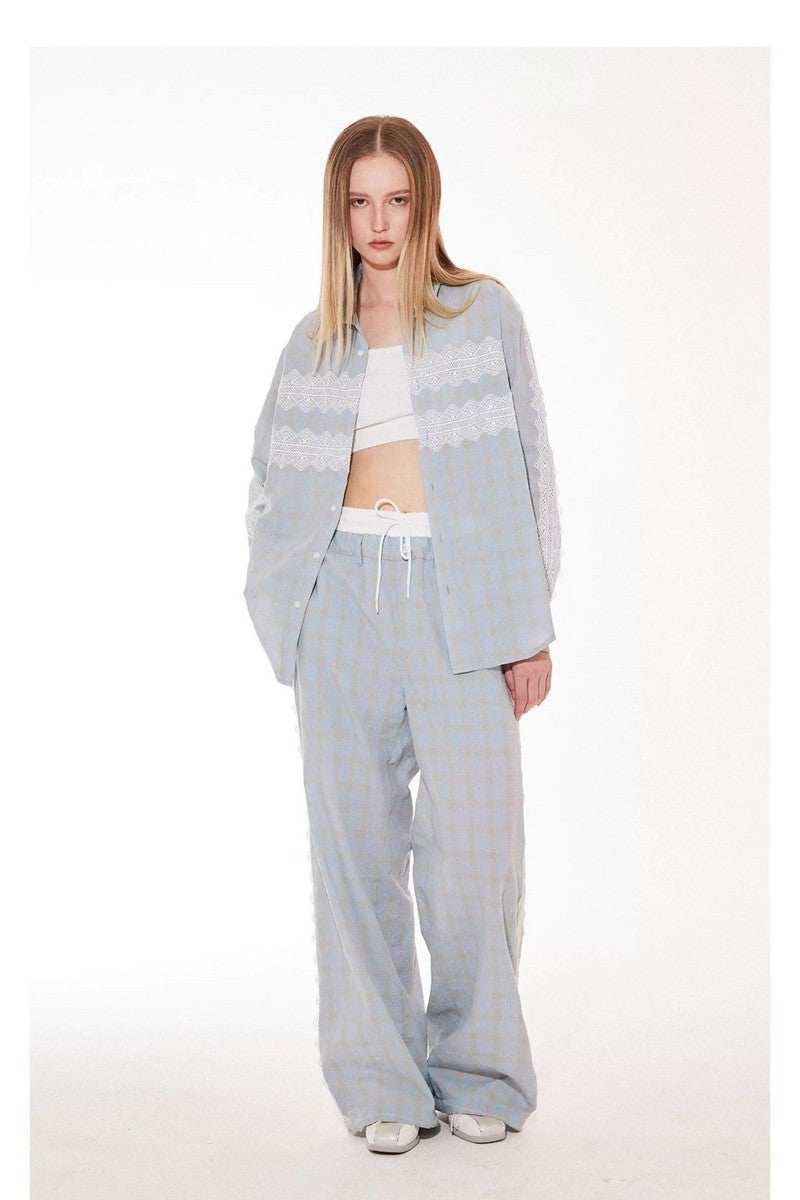 Lace Panel Plaid Pants - Empty Reference