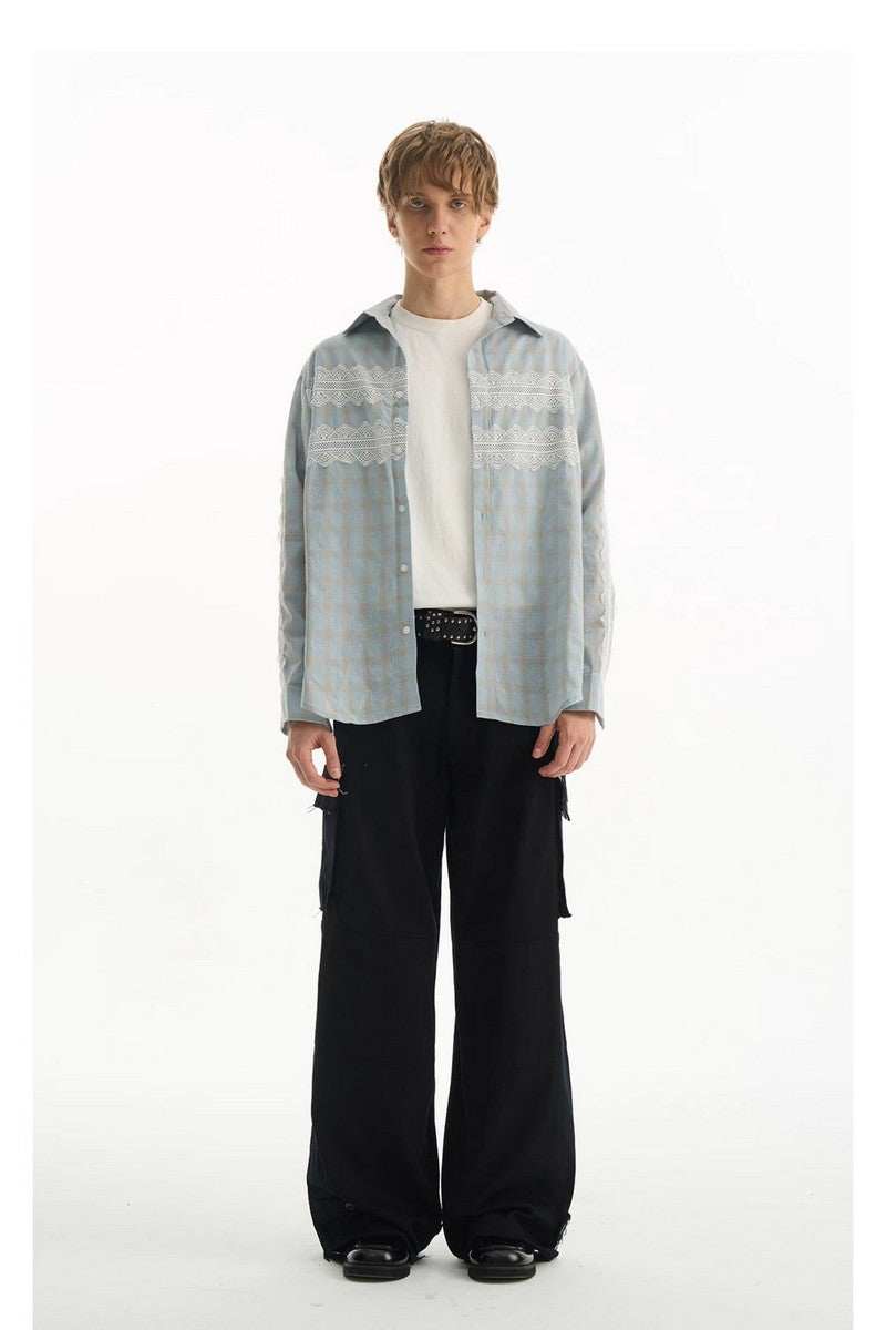 Lace Trim Plaid Shirt - Empty Reference