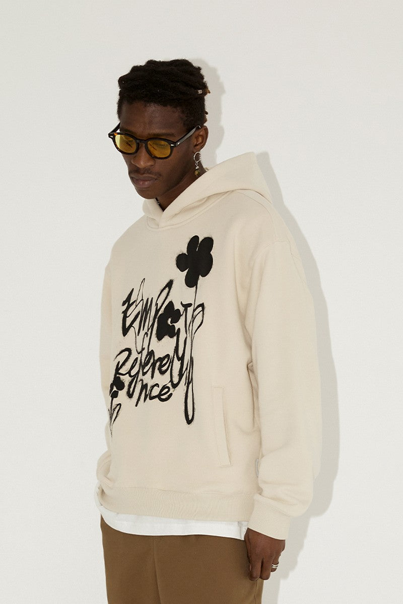 Ink Splash Floral Text Hoodie