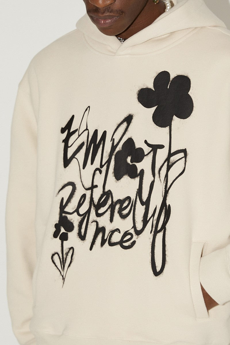 Ink Splash Floral Text Hoodie