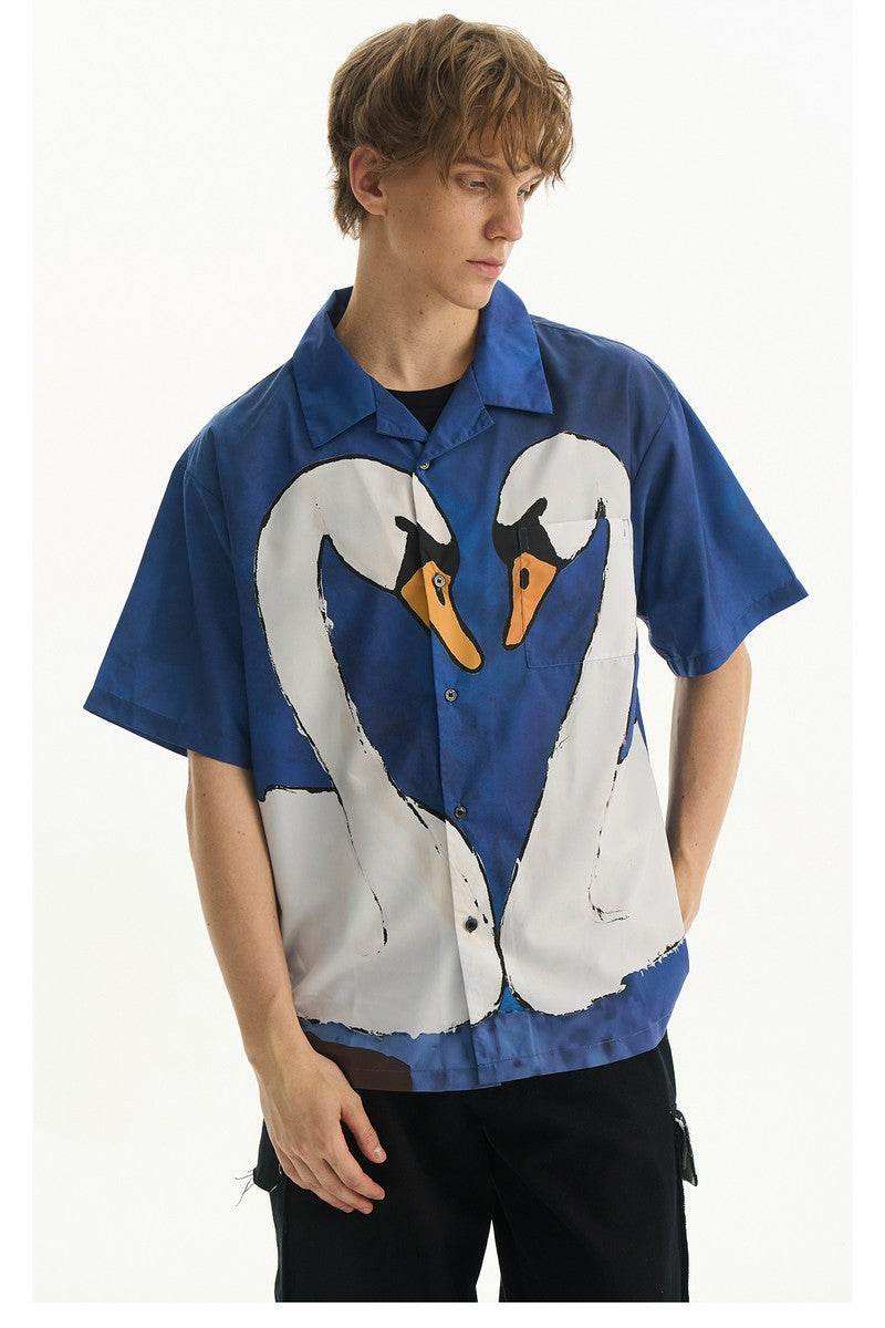 Cartoon Swan Graphic Shirt - Empty Reference