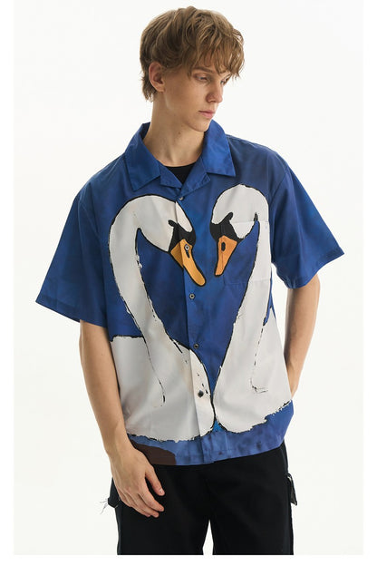 Cartoon Swan Graphic Shirt