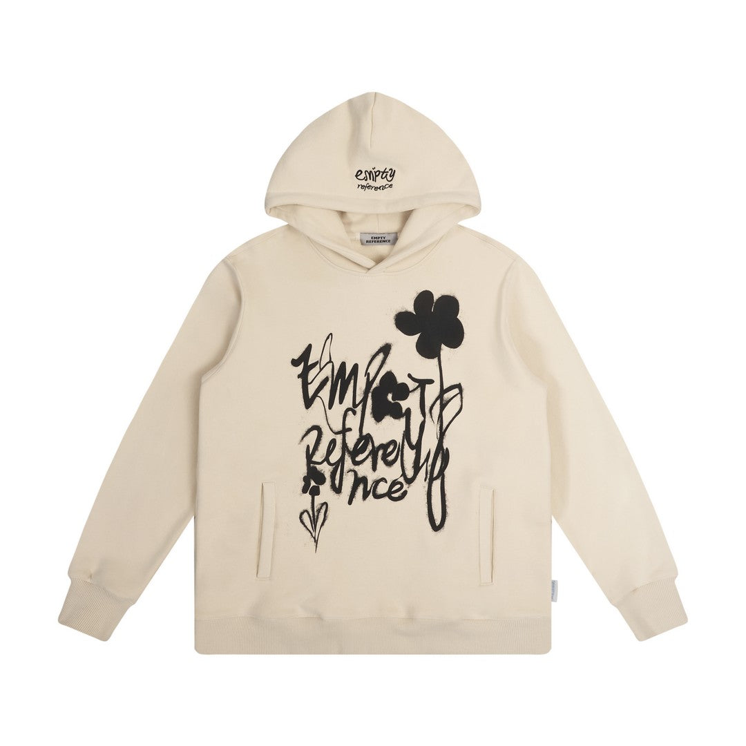 Ink Splash Floral Text Hoodie