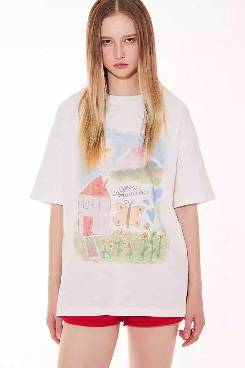 Whimsical Sketch Cotton Tee