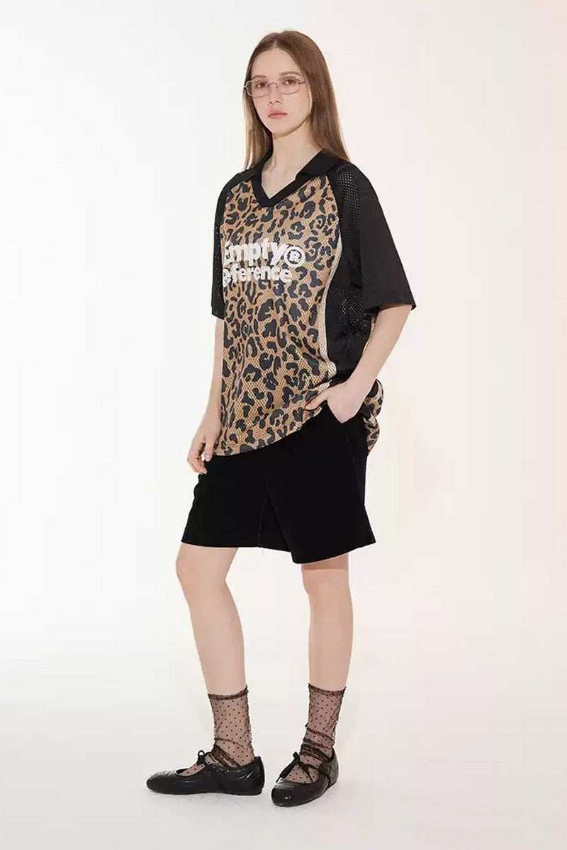 Leopard Mesh Polo Shirt - Empty Reference