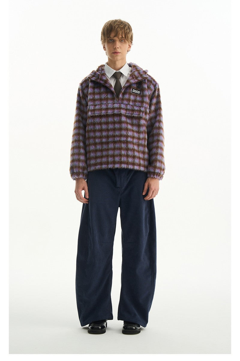 Plaid Fleece Pocket Hoodie