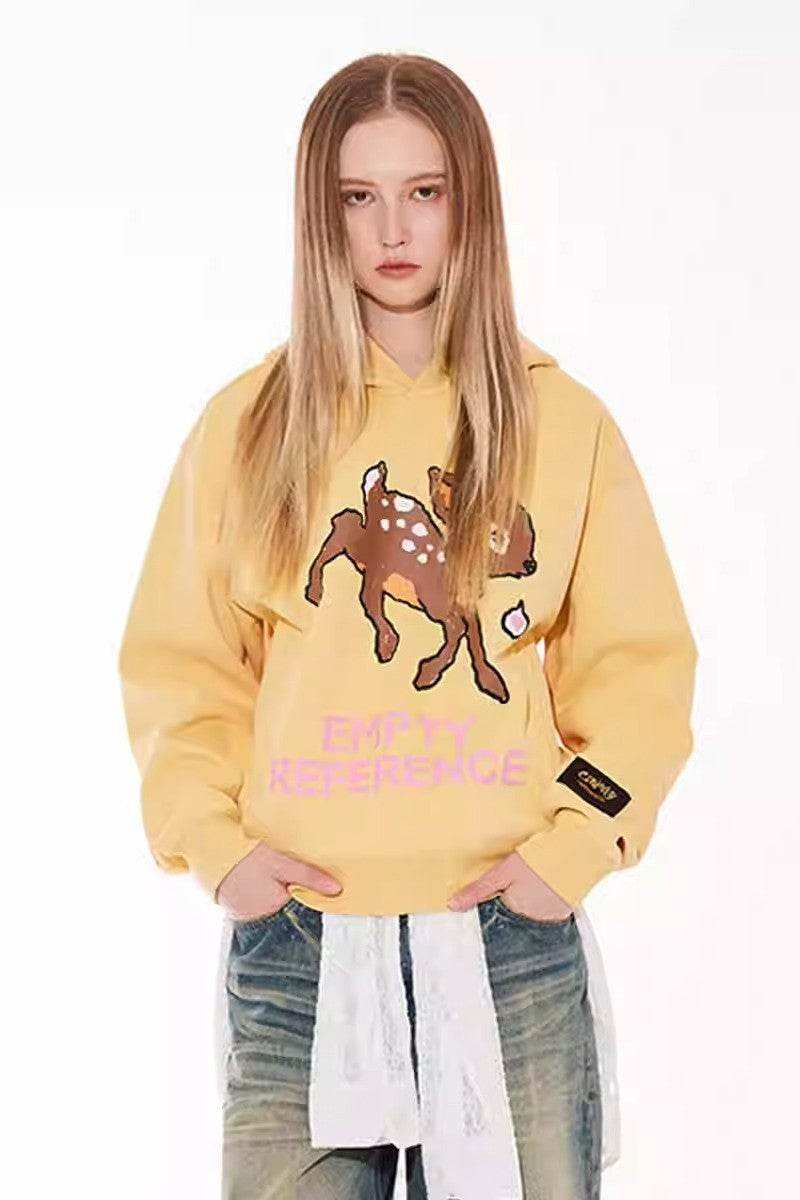 Deer Letter Graphic Hoodie - Empty Reference